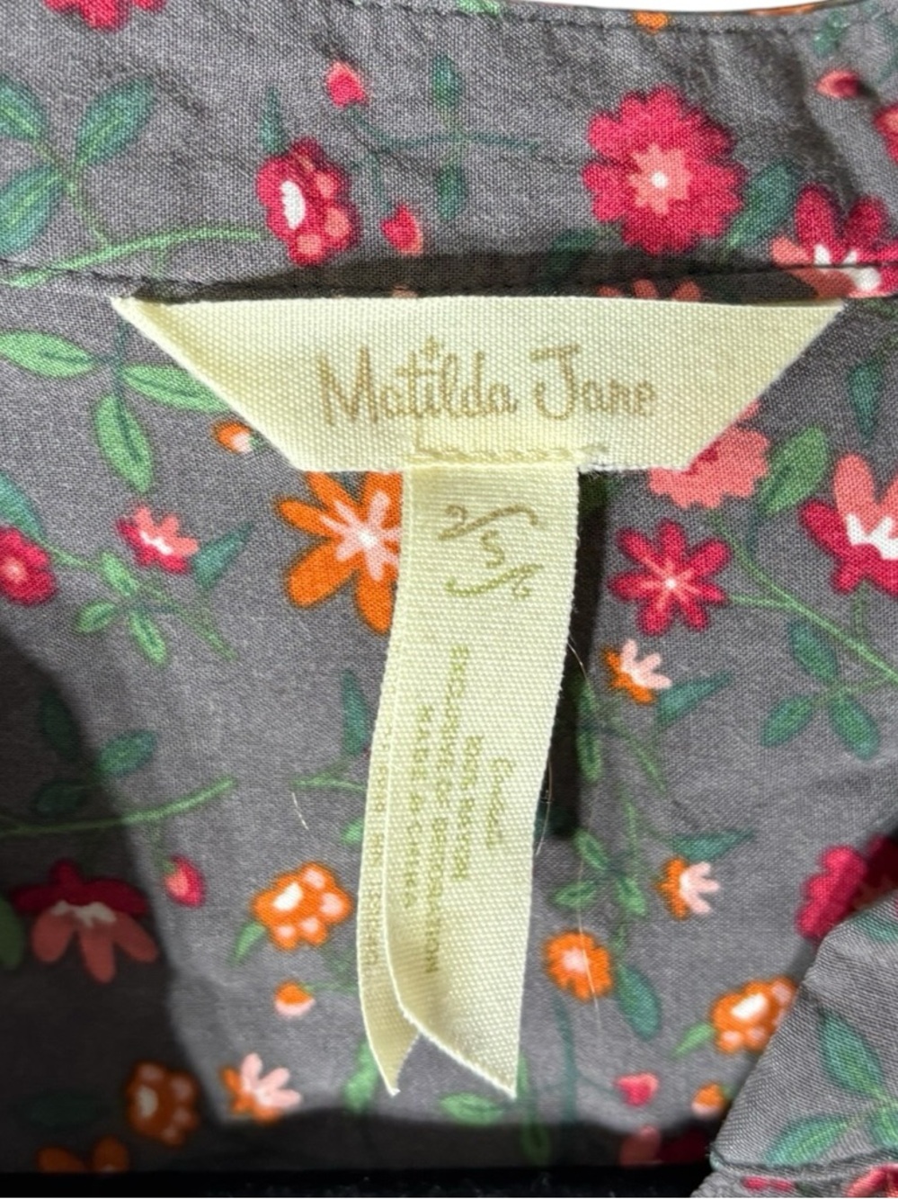 Matilda Jane S Floral Shirt Pintuck V-Neck Button Front Tunic Top Brown Pink - Picture 4 of 7